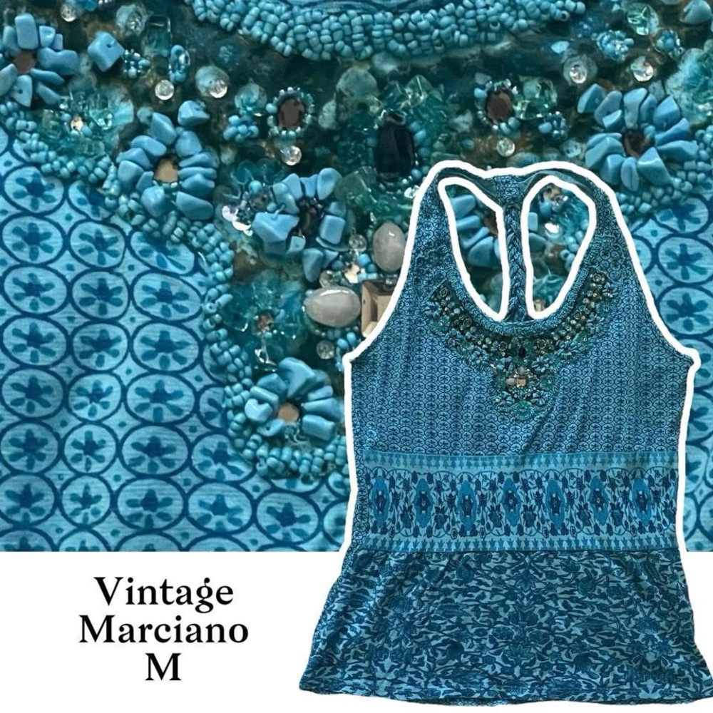 Vintage Marciano Teal Embellished Tank Top